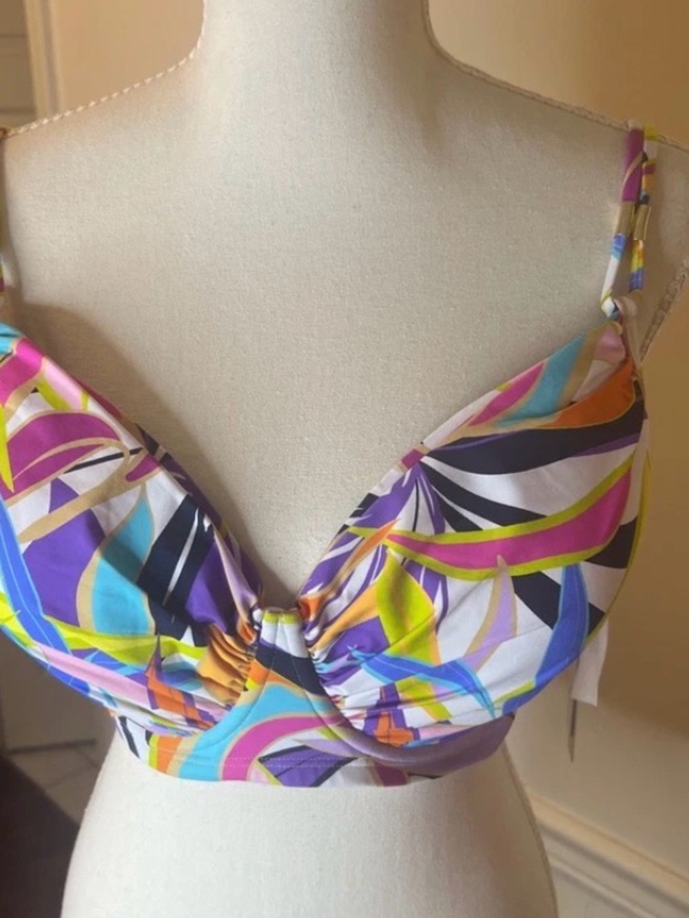 Bleu Rod Beattie Multicolor Swirl Bikini Top - Bright Blue, Purple, Pink, Orange - Picture 3 of 6
